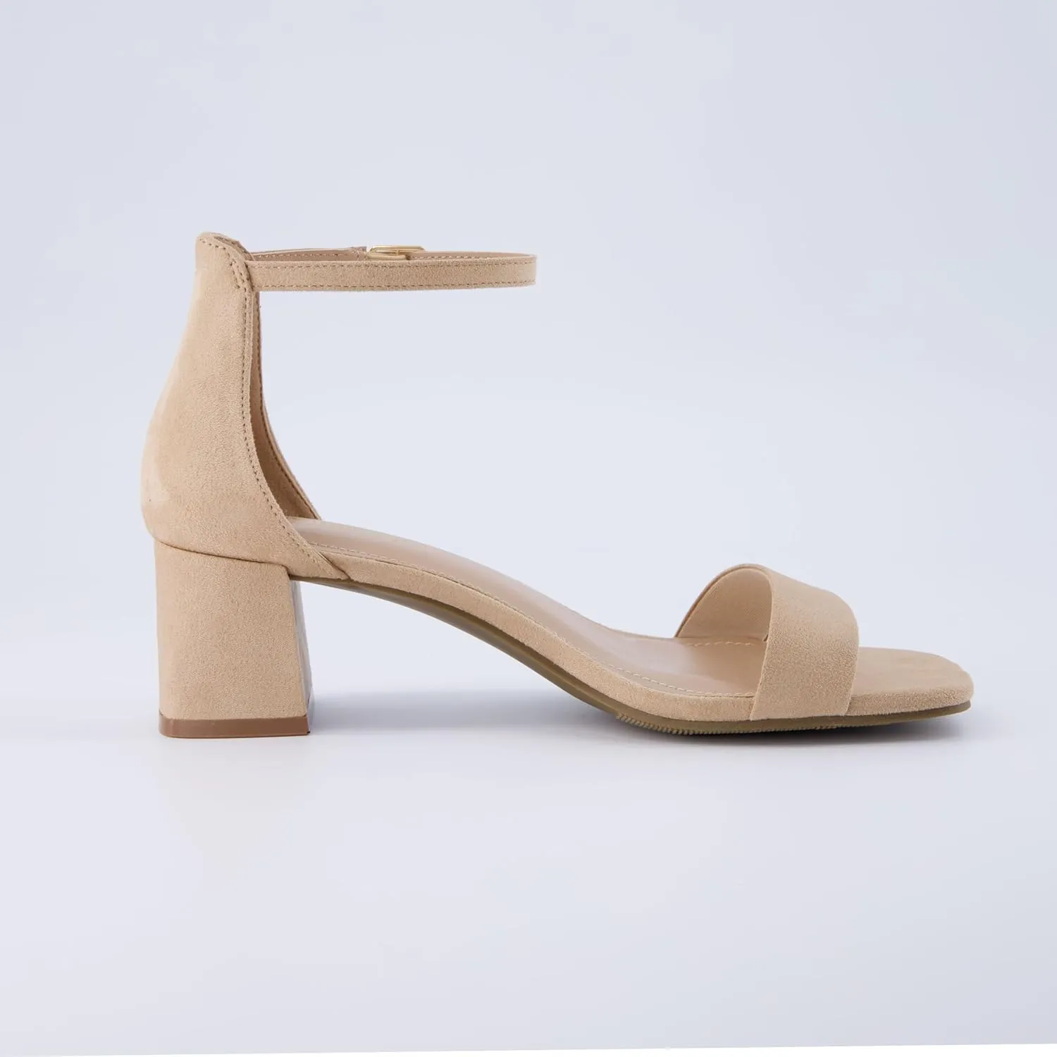 CUSHIONAIRE Women's Abbey one band square toe mid block heel sandal  Memory Foam, Wide Widths Available