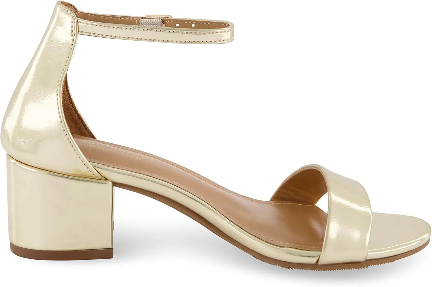 CUSHIONAIRE Women's Alba one band mid block heel sandal  Memory Foam, Wide Widths Available