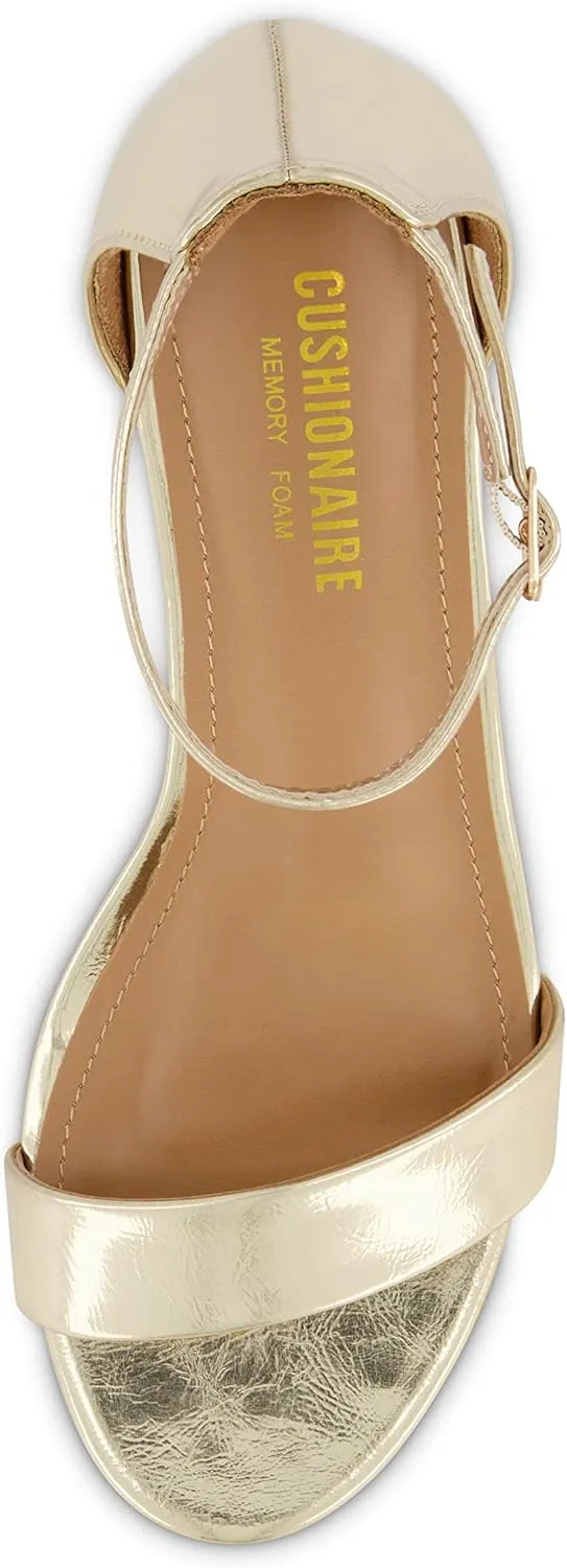 CUSHIONAIRE Women's Alba one band mid block heel sandal  Memory Foam, Wide Widths Available
