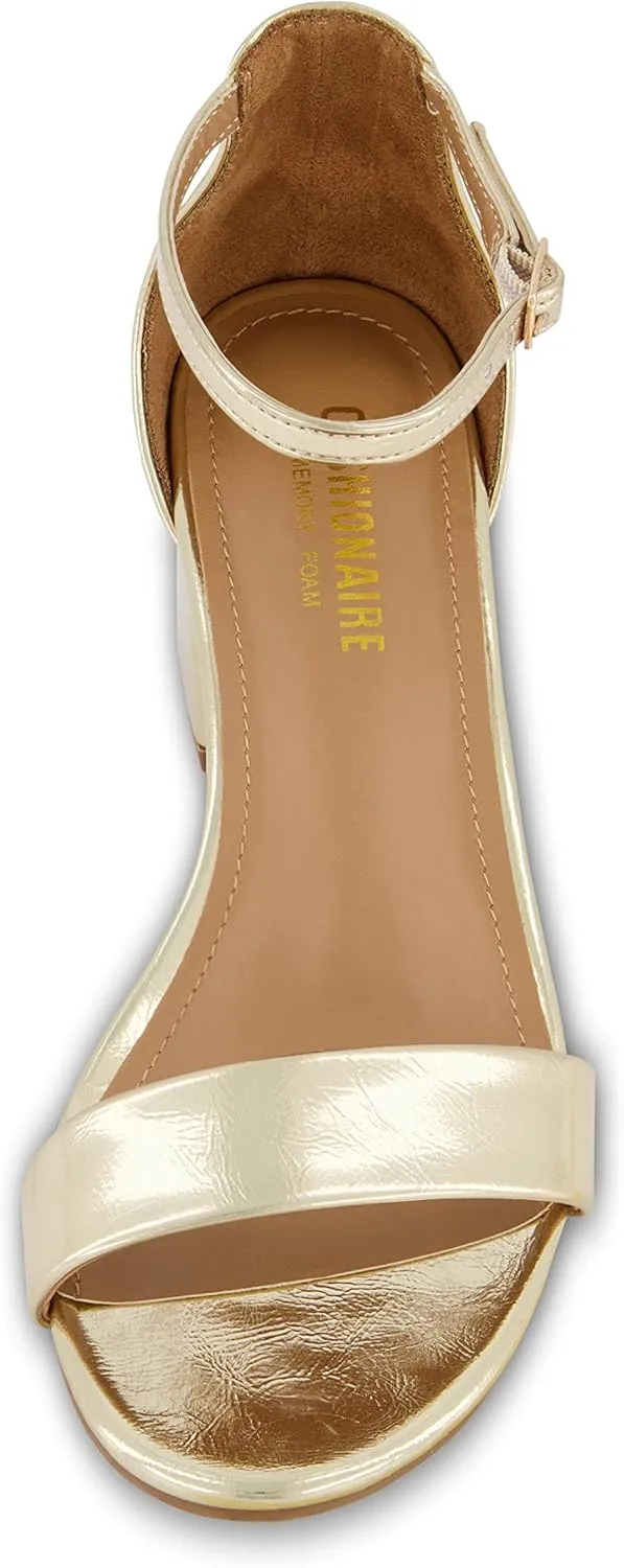 CUSHIONAIRE Women's Alba one band mid block heel sandal  Memory Foam, Wide Widths Available