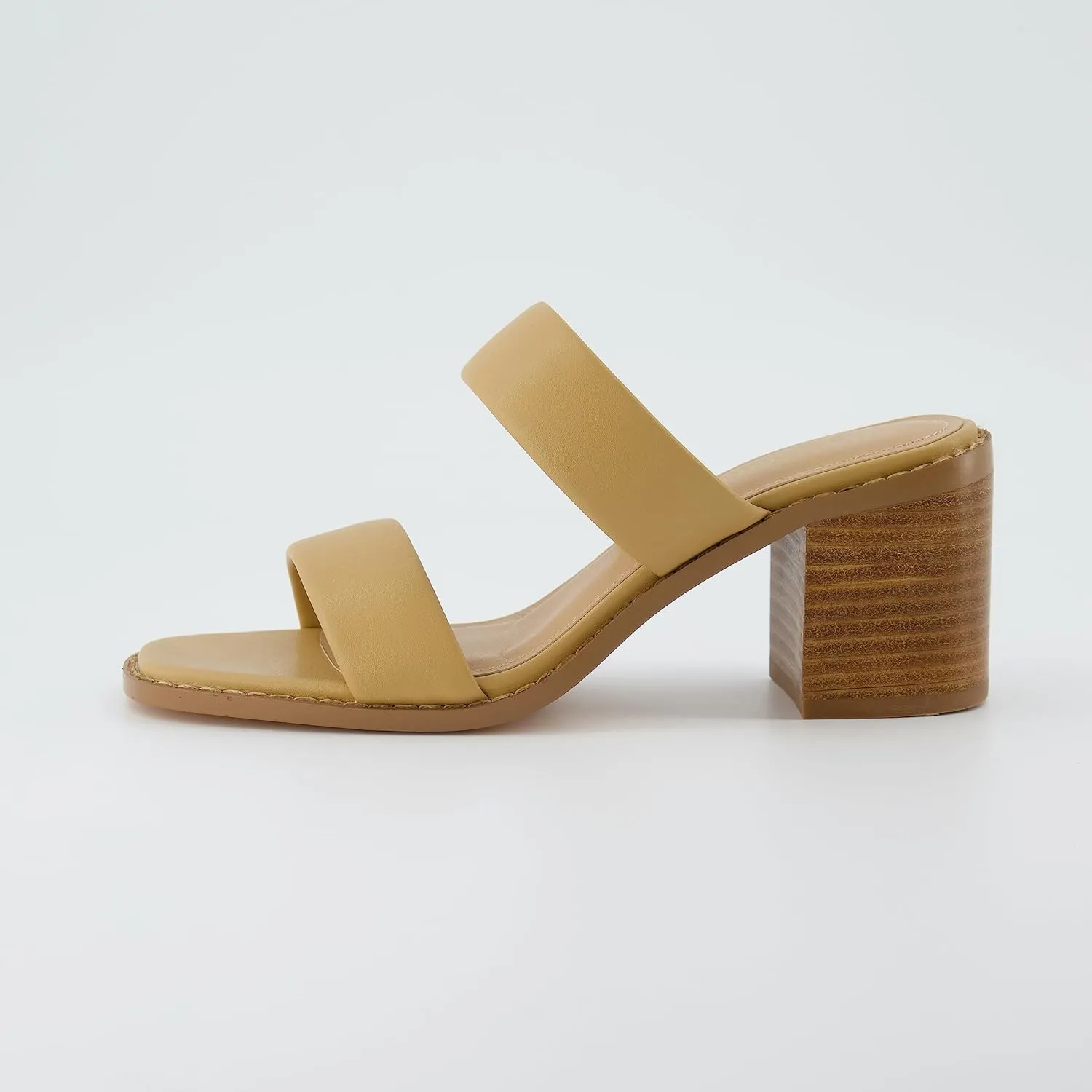 CUSHIONAIRE Women's Clever two band block heel sandal  Memory Foam, Wide Widths Available