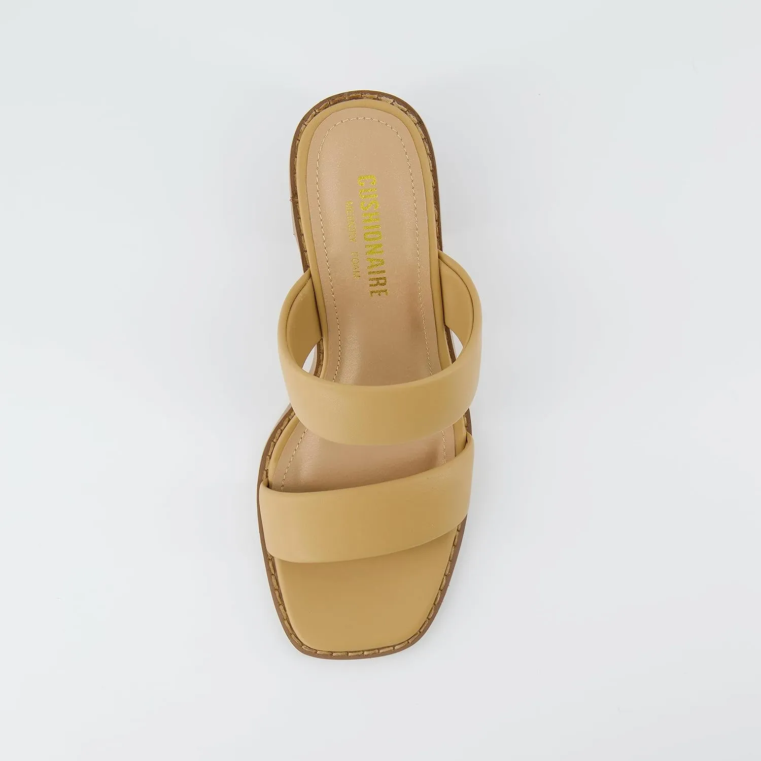 CUSHIONAIRE Women's Clever two band block heel sandal  Memory Foam, Wide Widths Available