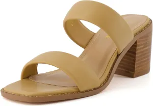 CUSHIONAIRE Women's Clever two band block heel sandal  Memory Foam, Wide Widths Available