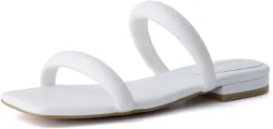 CUSHIONAIRE Women's Dazzle two band low block heel slide sandal  Memory Foam, Wide Widths Available