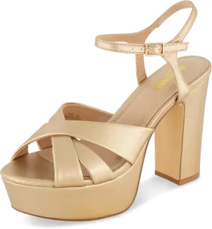 CUSHIONAIRE Women's Foxy platform dress sandal  Memory Foam and Wide Widths Available