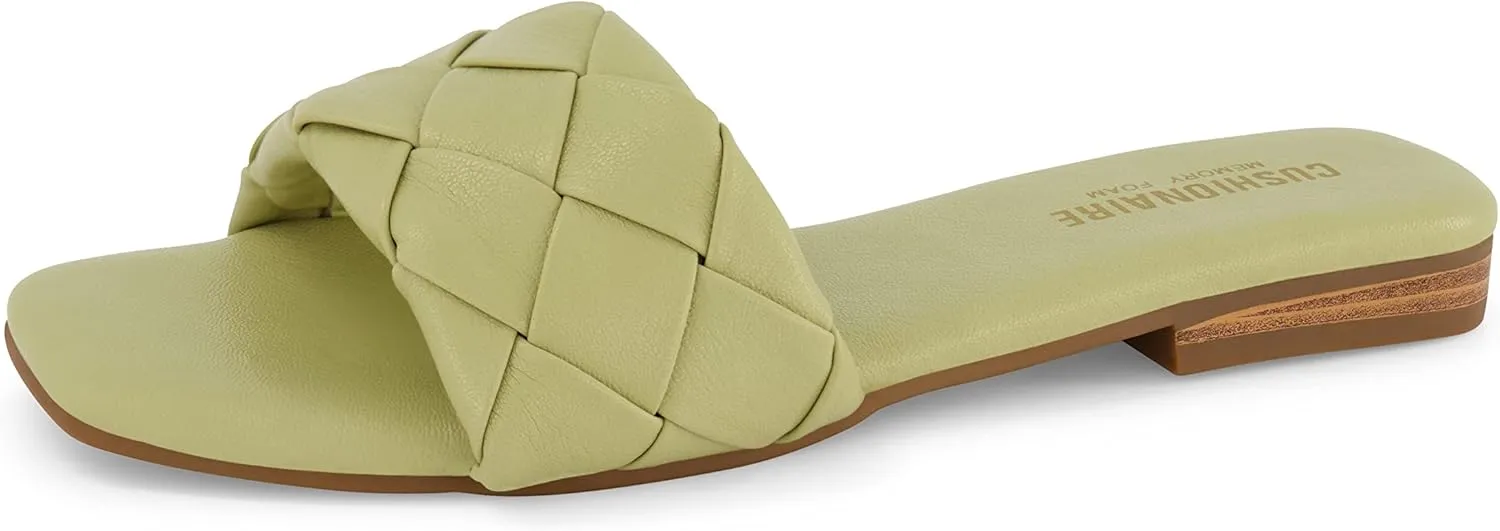 CUSHIONAIRE Women's Franca woven slide sandal  Memory Foam, Wide Widths Available