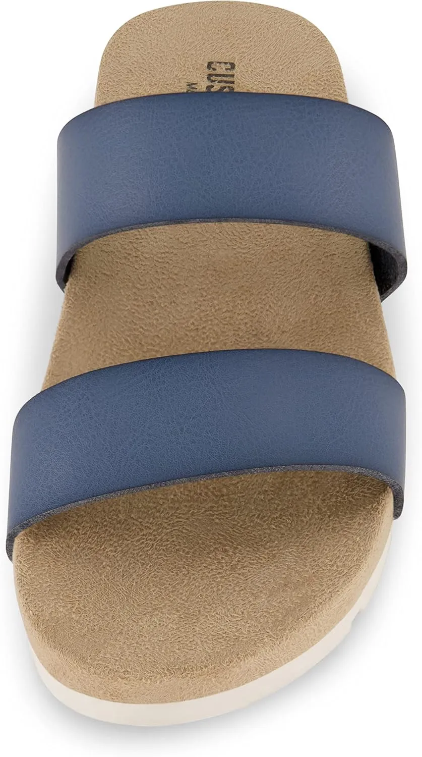CUSHIONAIRE Women's Jaimy 2 band footbed slide sandal  Memory Foam