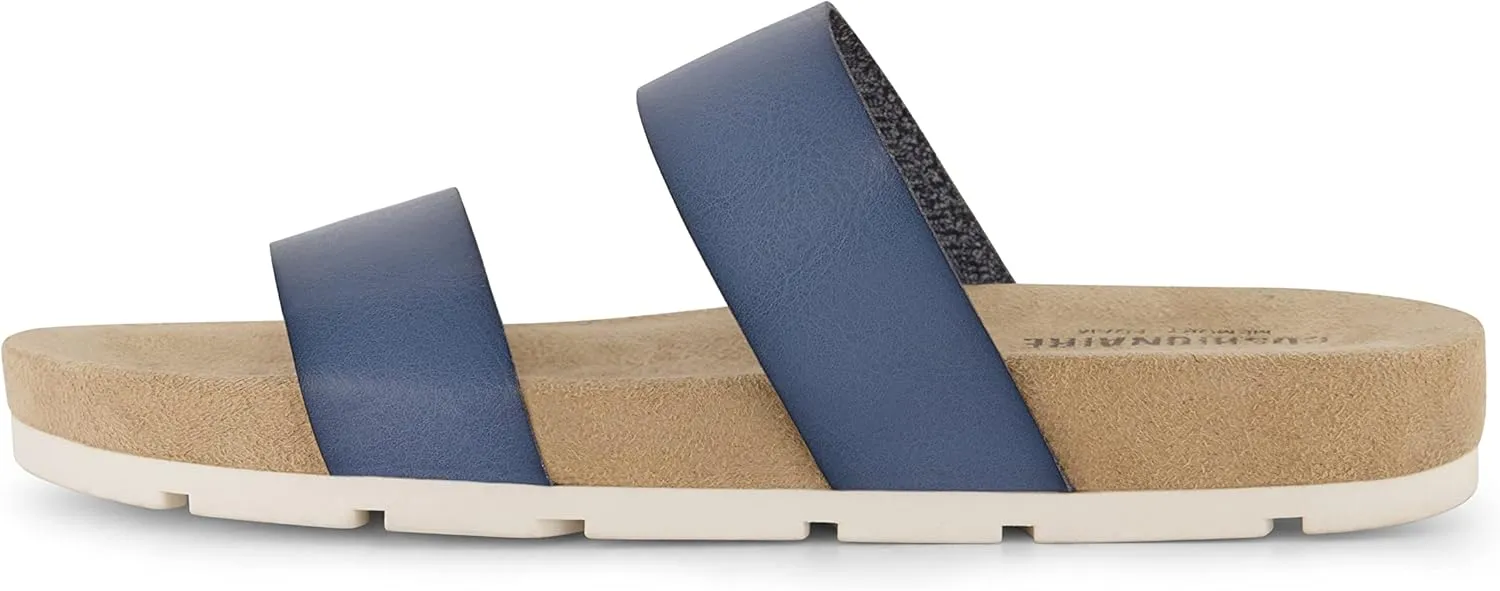 CUSHIONAIRE Women's Jaimy 2 band footbed slide sandal  Memory Foam