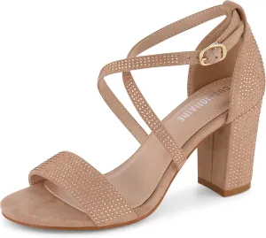 CUSHIONAIRE Women's Jewel rhinestone dress heel sandal with  Comfort Foam