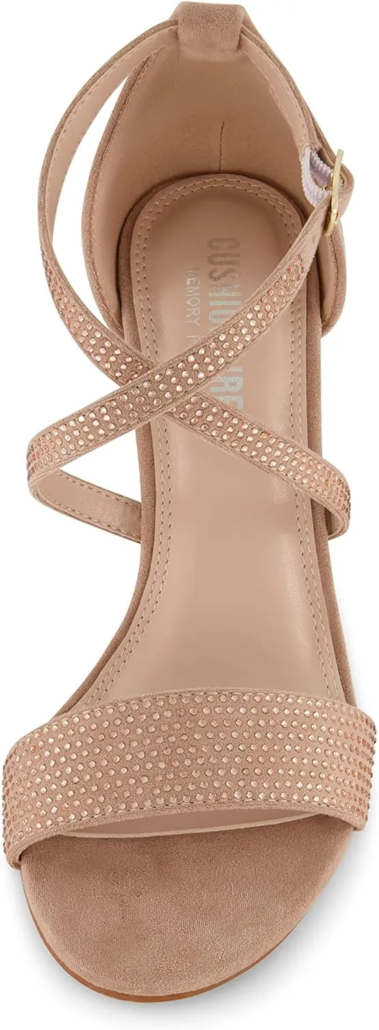 CUSHIONAIRE Women's Jewel rhinestone dress heel sandal with  Comfort Foam