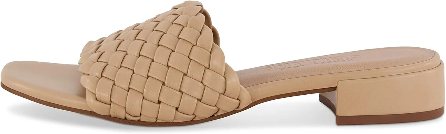 CUSHIONAIRE Women's Nerida woven low block heel sandal  Memory Foam