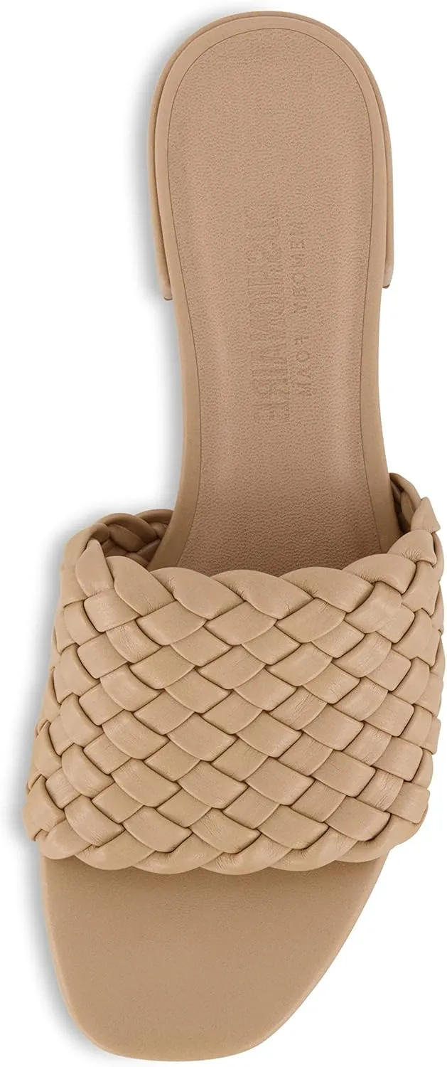CUSHIONAIRE Women's Nerida woven low block heel sandal  Memory Foam