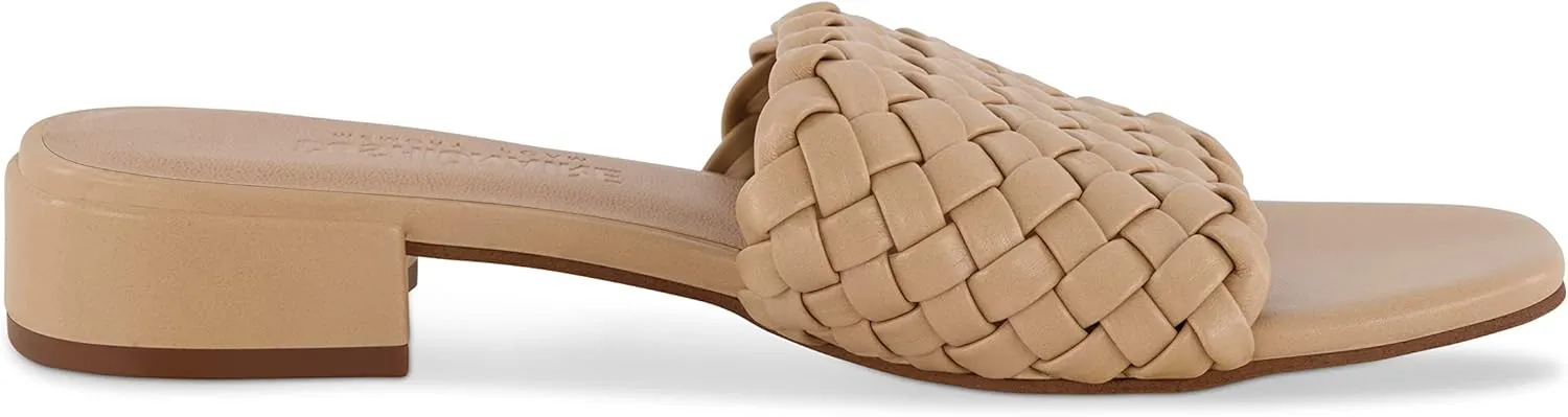 CUSHIONAIRE Women's Nerida woven low block heel sandal  Memory Foam