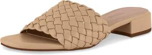 CUSHIONAIRE Women's Nerida woven low block heel sandal  Memory Foam