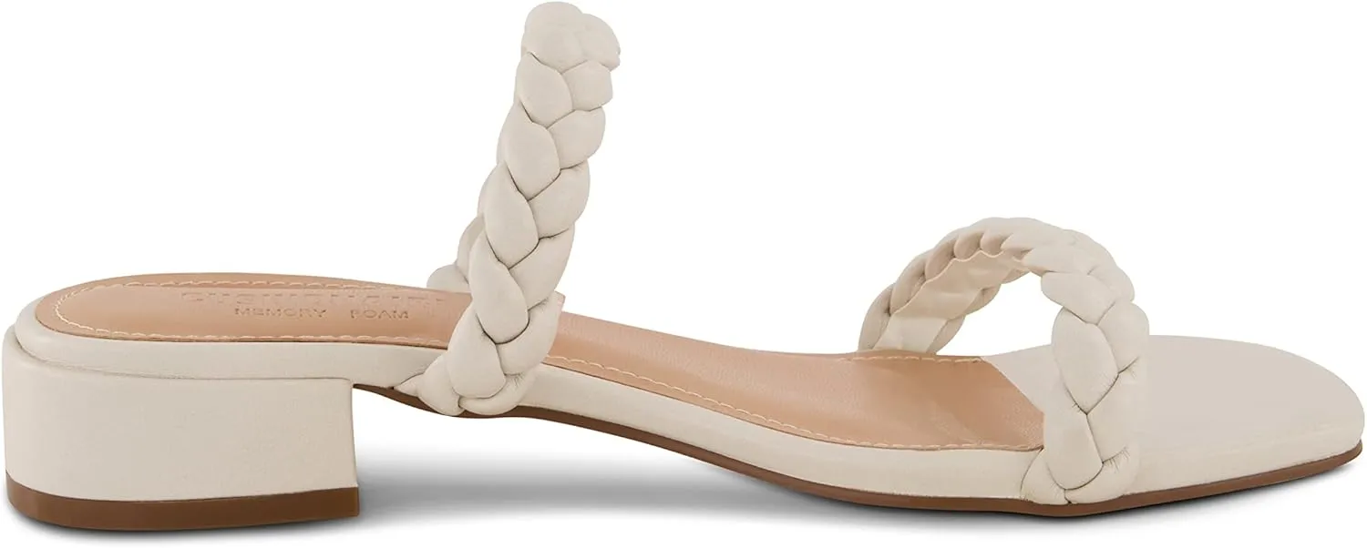 CUSHIONAIRE Women's Nestar Braided Low Block Heel Sandal  Memory Foam