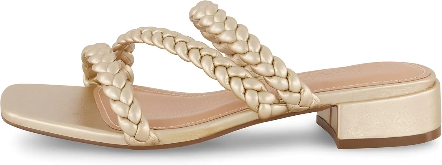 CUSHIONAIRE Women's Newton braided low block heel sandal  Memory Foam and Wide Widths Available