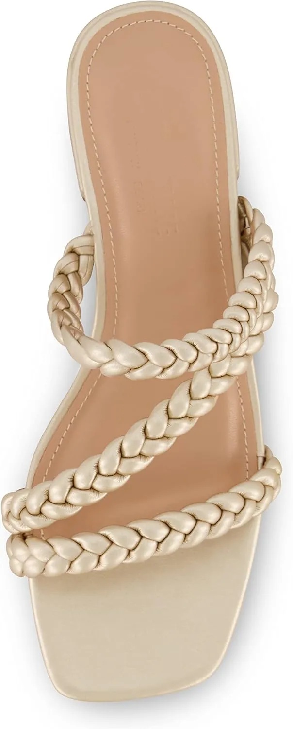 CUSHIONAIRE Women's Newton braided low block heel sandal  Memory Foam and Wide Widths Available