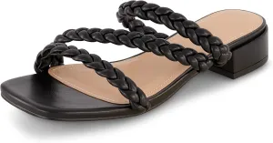CUSHIONAIRE Women's Newton braided low block heel sandal  Memory Foam and Wide Widths Available