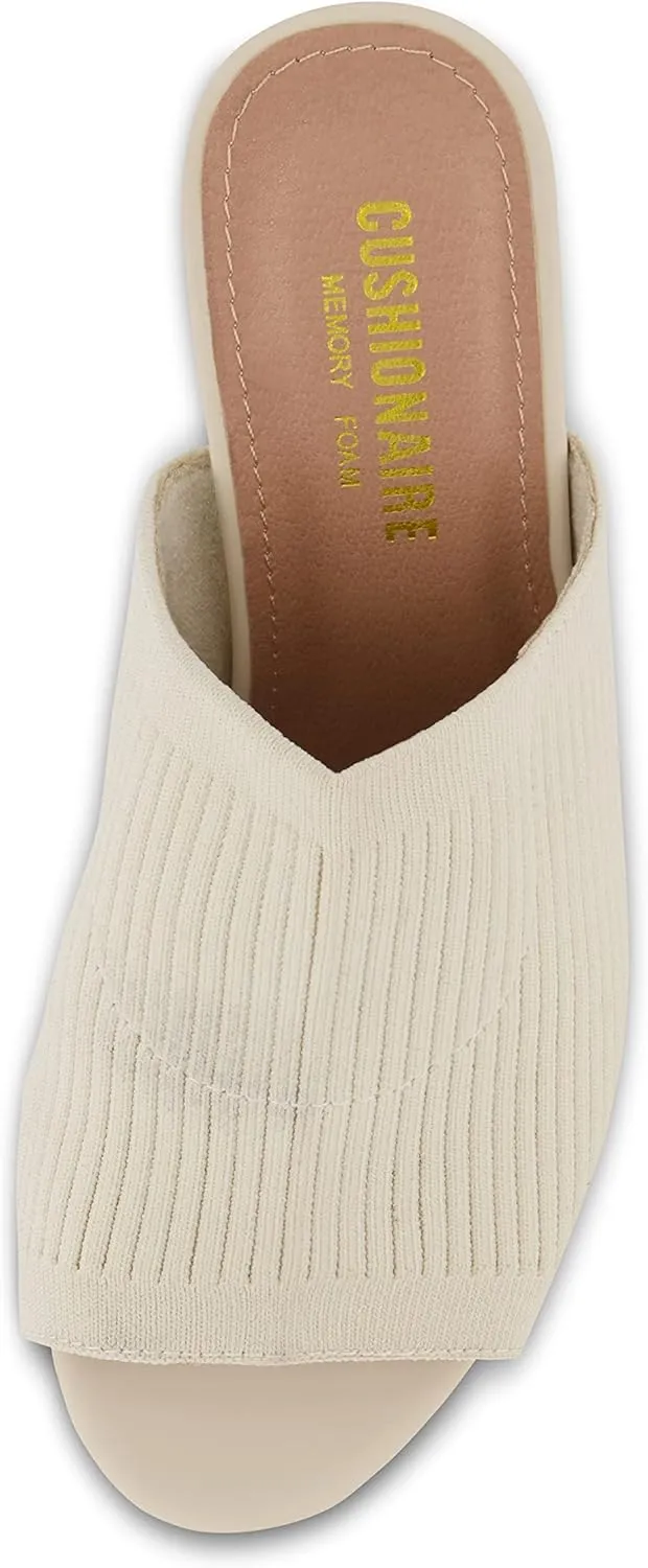 CUSHIONAIRE Women's Nima Knit Heel Sandal  Memory Foam, Wide Widths Available