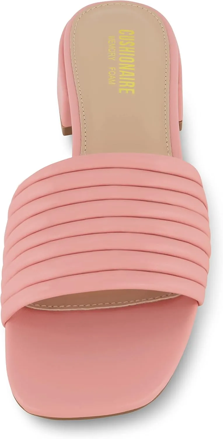 CUSHIONAIRE Women's Nino strappy low block heel slide sandal  Memory Foam and Wide Widths Available
