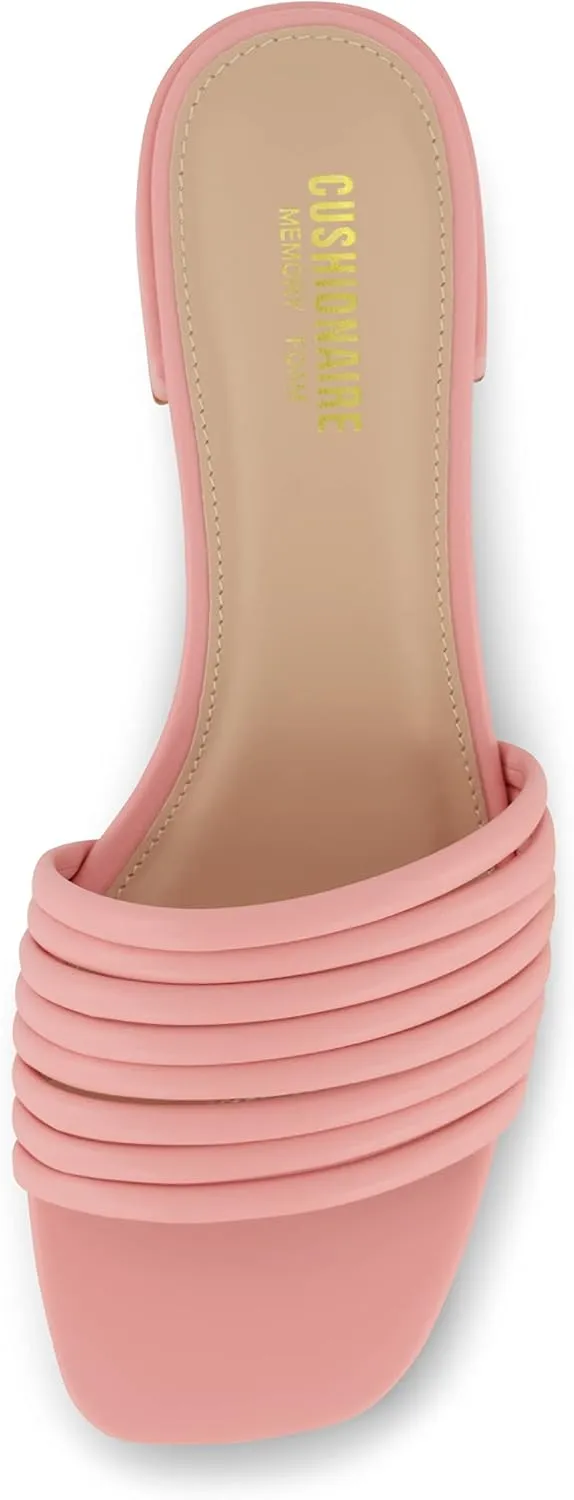 CUSHIONAIRE Women's Nino strappy low block heel slide sandal  Memory Foam and Wide Widths Available