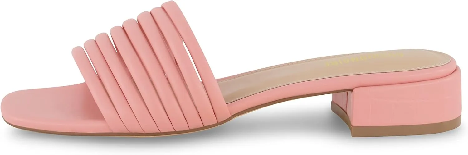 CUSHIONAIRE Women's Nino strappy low block heel slide sandal  Memory Foam and Wide Widths Available