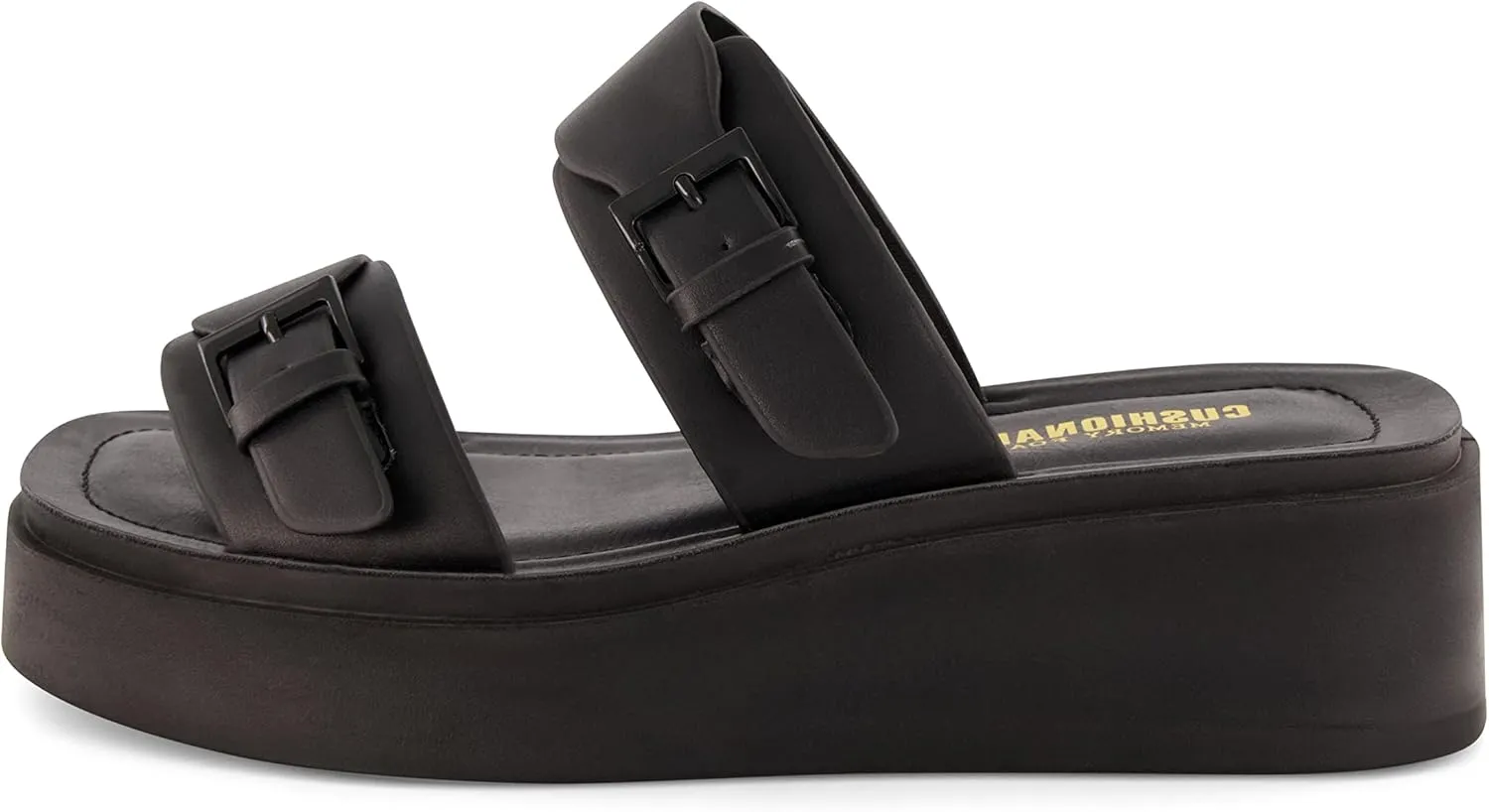 CUSHIONAIRE Women's Planet two buckle platform sandal with  Memory Foam