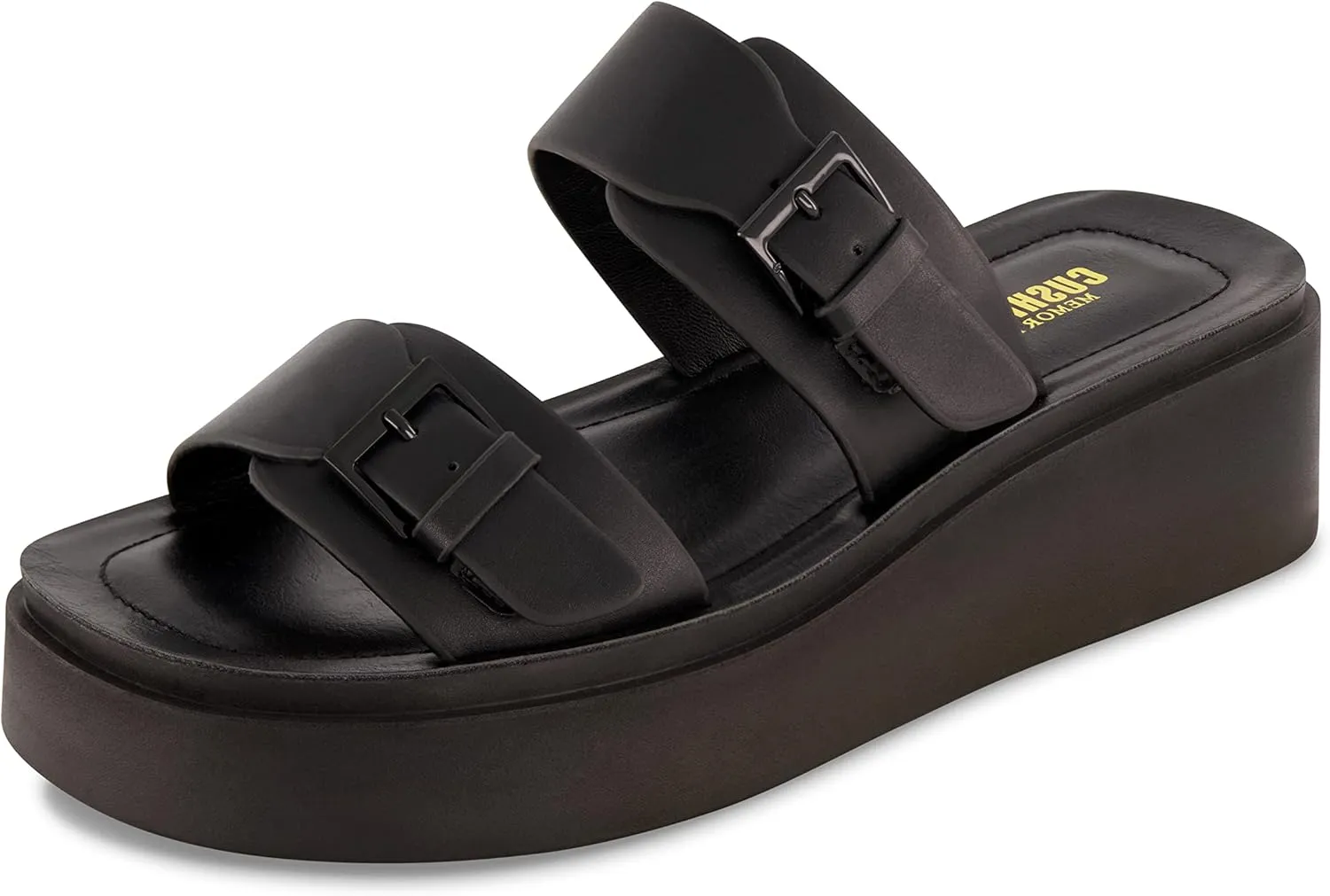 CUSHIONAIRE Women's Planet two buckle platform sandal with  Memory Foam
