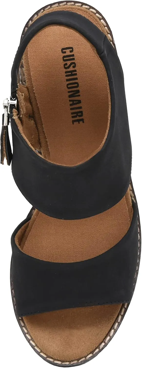 CUSHIONAIRE Women's Rosanna cut out sandal  Memory Foam and Wide Widths Available