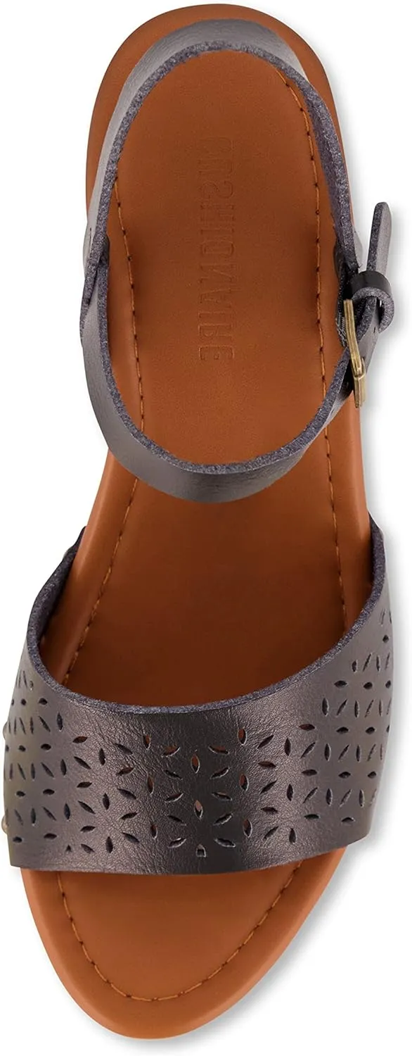 CUSHIONAIRE Women's Shea Faux Wood Sandal  Comfort Foam & LiteSole Technology, Wide Widths Available