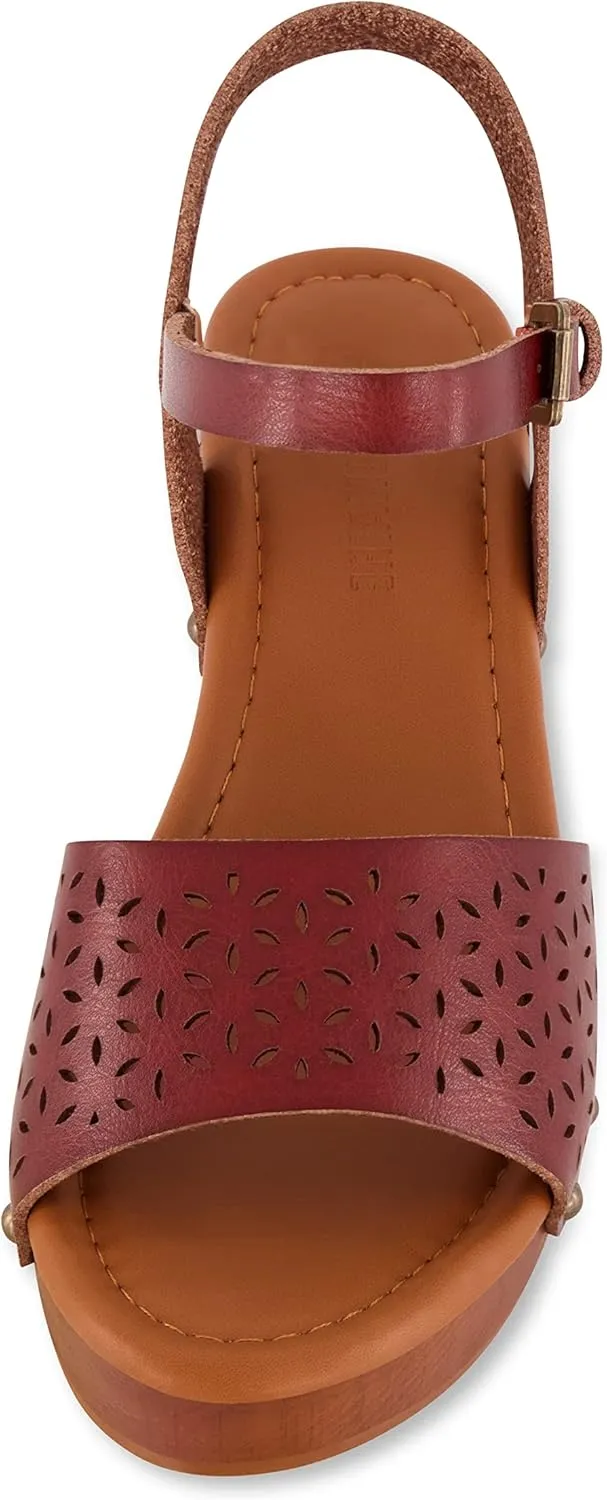 CUSHIONAIRE Women's Shea Faux Wood Sandal  Comfort Foam & LiteSole Technology, Wide Widths Available