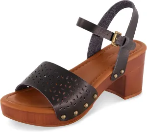 CUSHIONAIRE Women's Shea Faux Wood Sandal  Comfort Foam & LiteSole Technology, Wide Widths Available