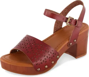CUSHIONAIRE Women's Shea Faux Wood Sandal  Comfort Foam & LiteSole Technology, Wide Widths Available
