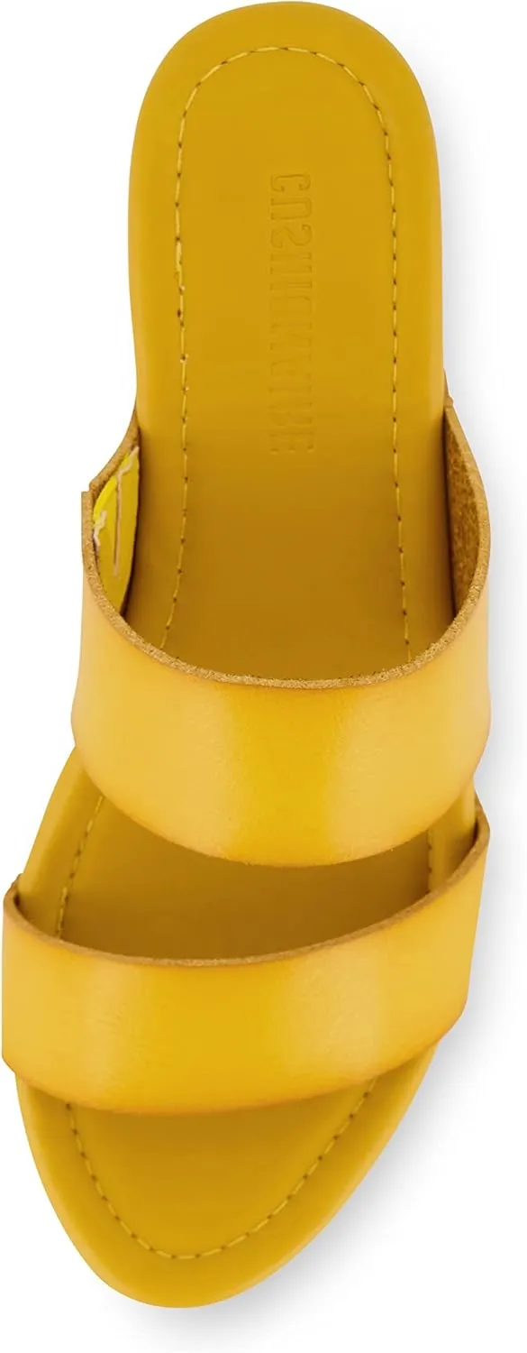 CUSHIONAIRE Women's Sky Faux Wood Sandal  Comfort Foam & LiteSole Technology
