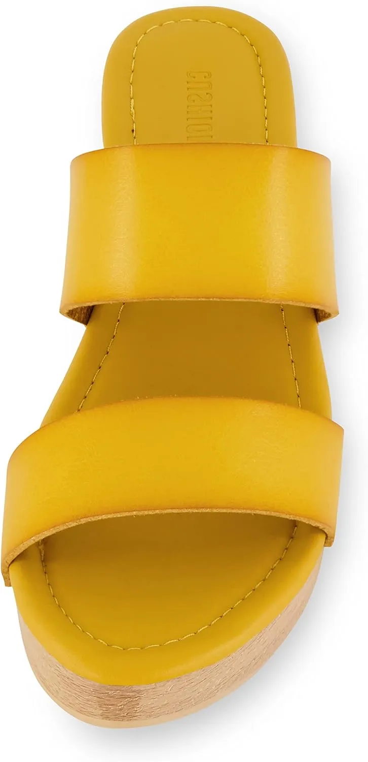 CUSHIONAIRE Women's Sky Faux Wood Sandal  Comfort Foam & LiteSole Technology