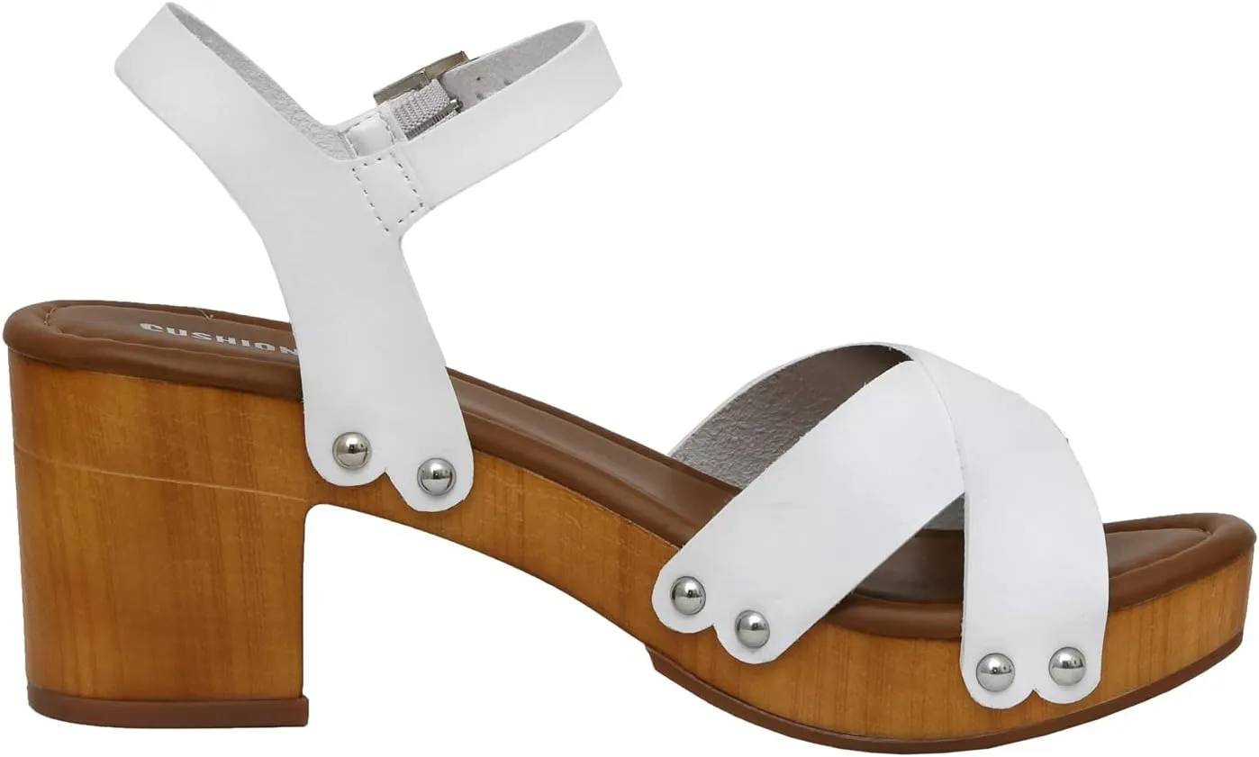 CUSHIONAIRE Women's Slate Faux Wood Sandal  Memory Foam Insole & LiteSole Technology -Wide Widths Available