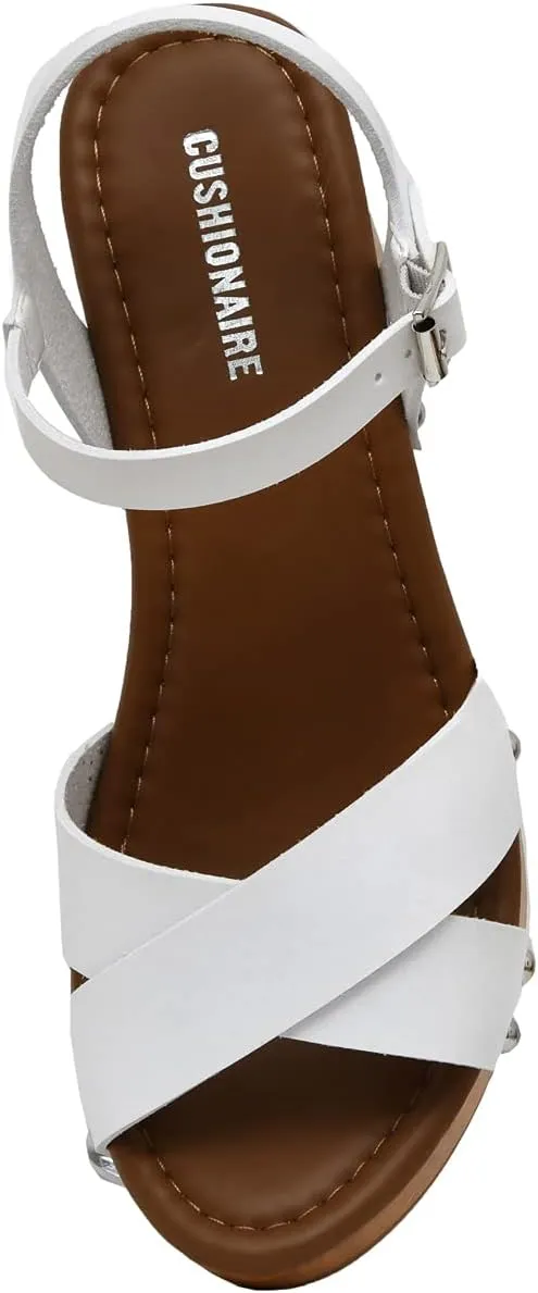 CUSHIONAIRE Women's Slate Faux Wood Sandal  Memory Foam Insole & LiteSole Technology -Wide Widths Available