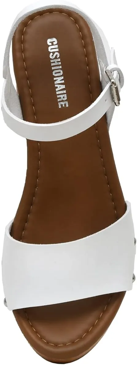 CUSHIONAIRE Women's Sloan Faux Wood Sandal  Memory Foam Insole & LiteSole Technology -Wide Widths Available
