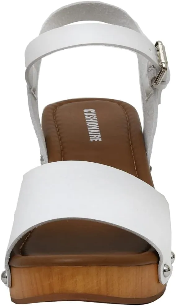 CUSHIONAIRE Women's Sloan Faux Wood Sandal  Memory Foam Insole & LiteSole Technology -Wide Widths Available