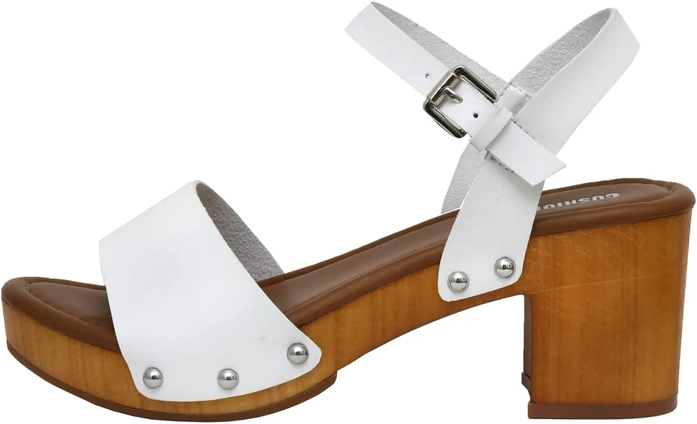CUSHIONAIRE Women's Sloan Faux Wood Sandal  Memory Foam Insole & LiteSole Technology -Wide Widths Available