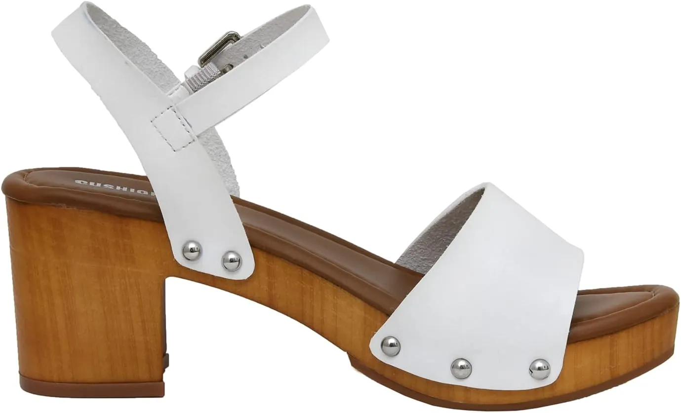 CUSHIONAIRE Women's Sloan Faux Wood Sandal  Memory Foam Insole & LiteSole Technology -Wide Widths Available