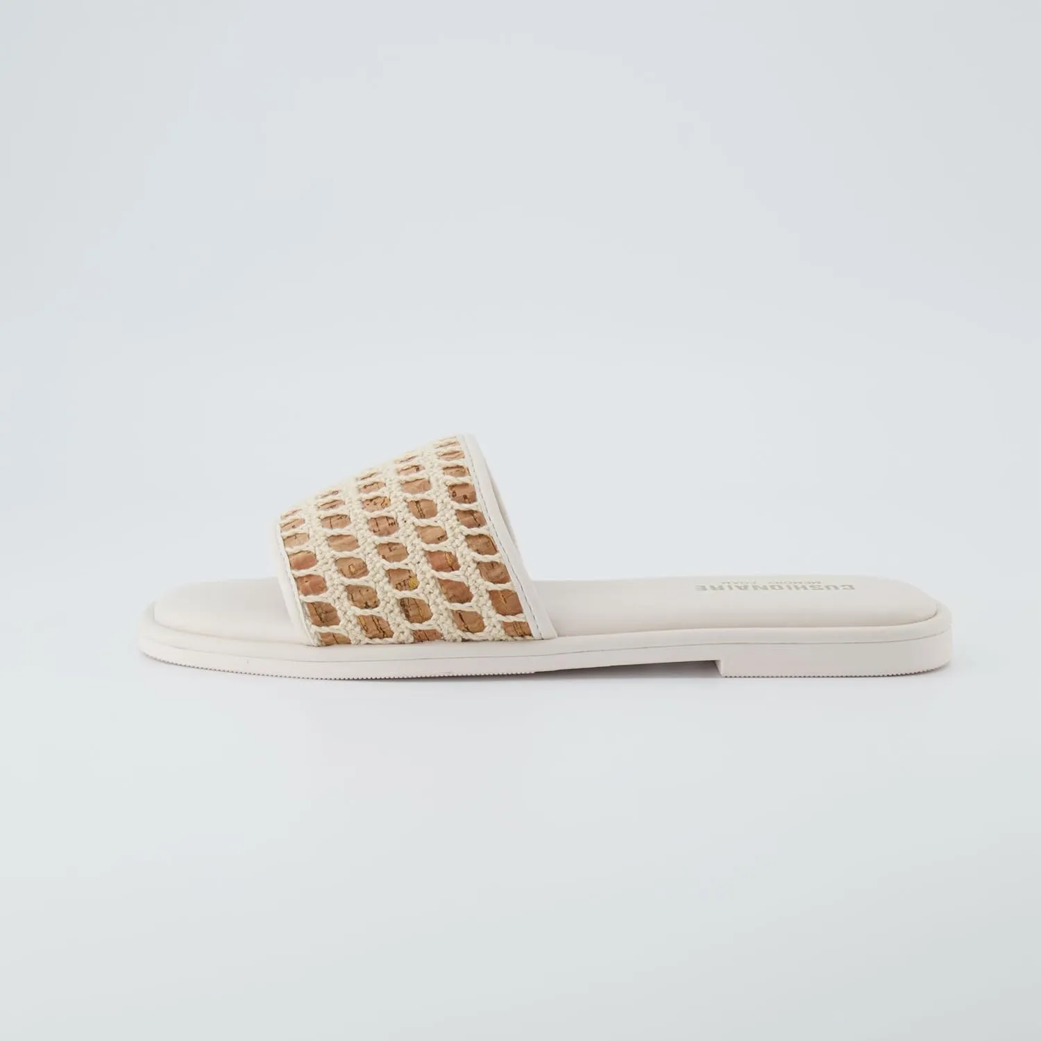 CUSHIONAIRE Women's Taffy crochet cork slide sandal  Memory Foam, Wide Widths Available