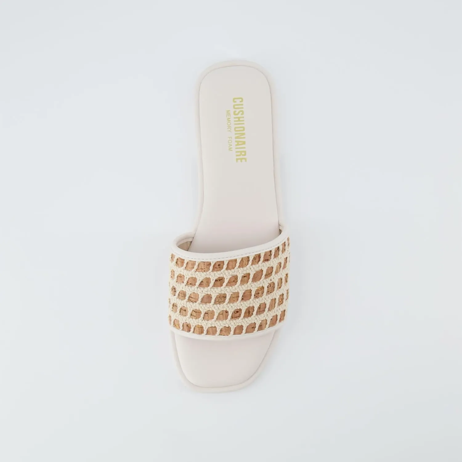 CUSHIONAIRE Women's Taffy crochet cork slide sandal  Memory Foam, Wide Widths Available