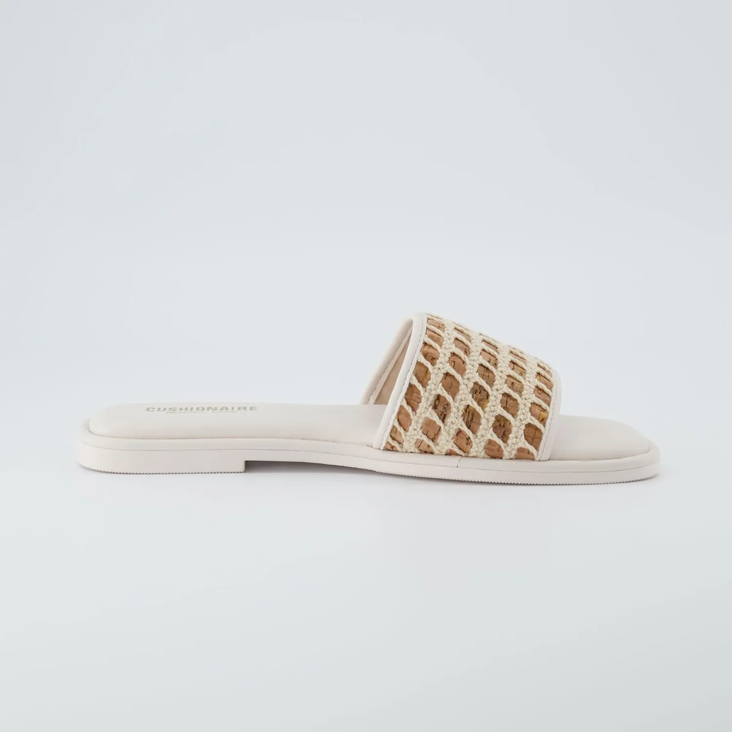 CUSHIONAIRE Women's Taffy crochet cork slide sandal  Memory Foam, Wide Widths Available