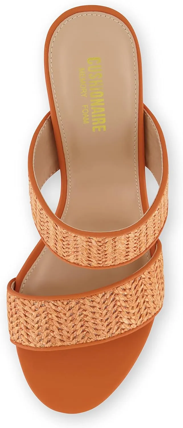 CUSHIONAIRE Women's Tosh two band heel sandal  Memory Foam and Wide Widths Available