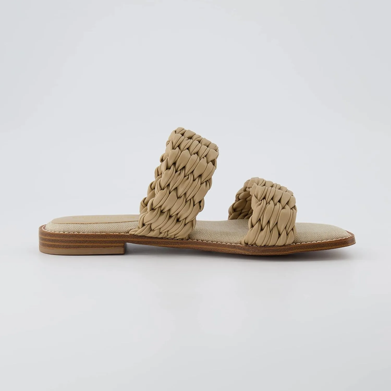 CUSHIONAIRE Women's Vibe braided two band sandal  Memory Foam, Wide Widths Available