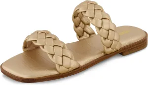 CUSHIONAIRE Women's Vicki braided slide sandal  Memory Foam, Wide Widths Available