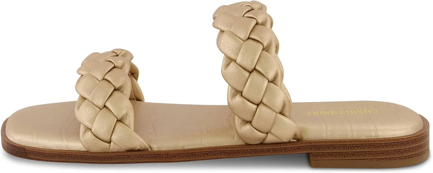 CUSHIONAIRE Women's Vicki braided slide sandal  Memory Foam, Wide Widths Available