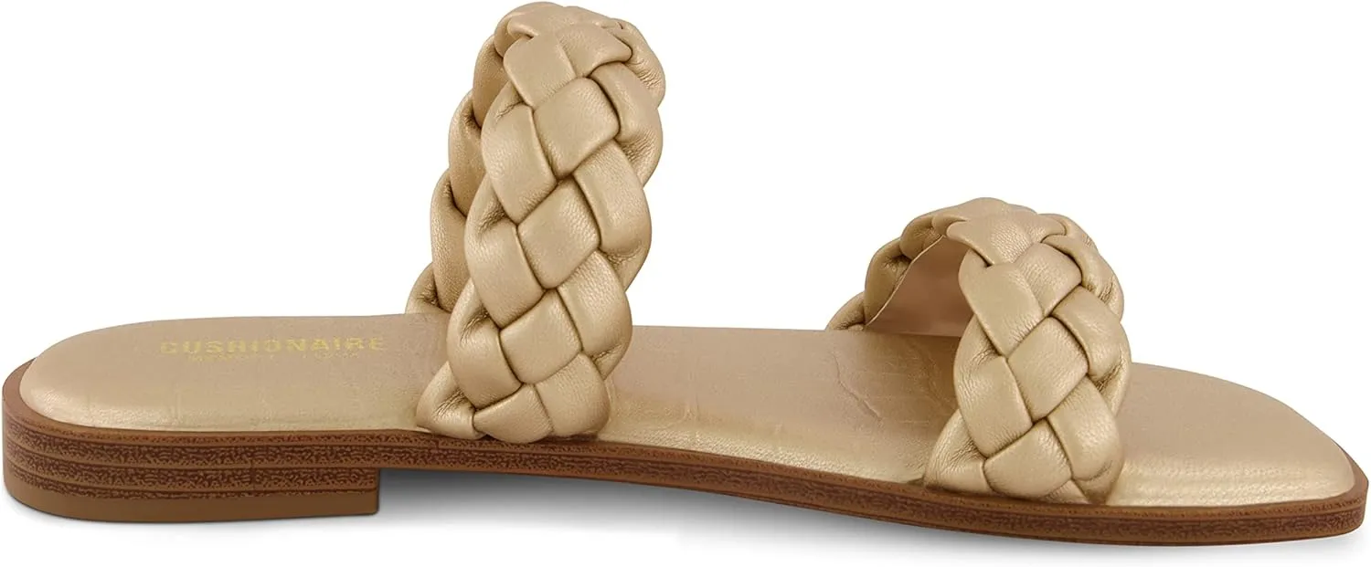 CUSHIONAIRE Women's Vicki braided slide sandal  Memory Foam, Wide Widths Available