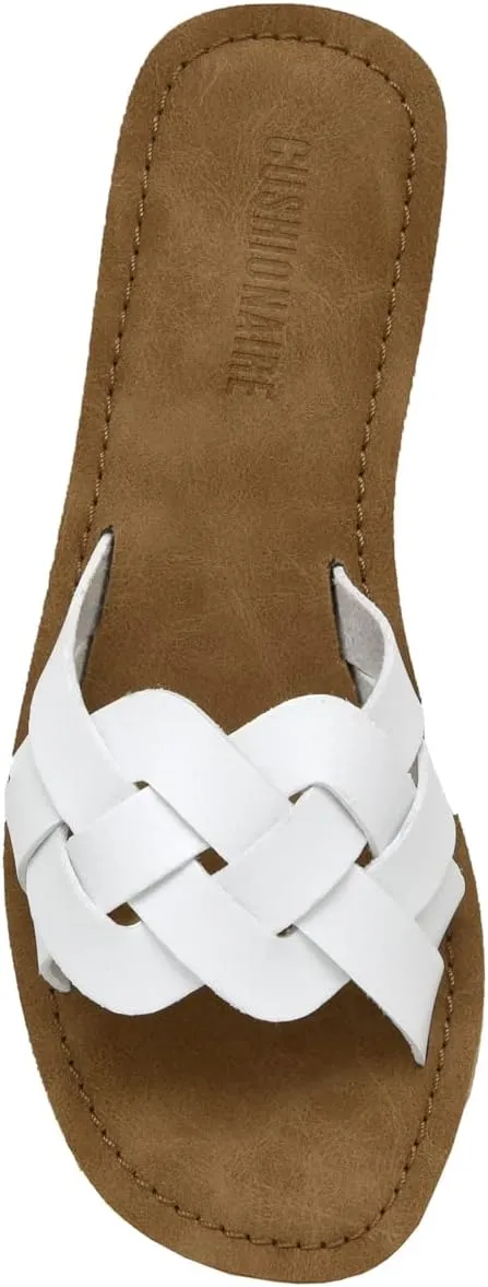 CUSHIONAIRE Women's Winnie woven slide Sandal  Comfort Foam